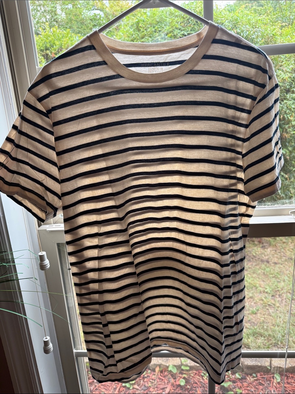 Striped Short Sleeve Tee in Cream and Black